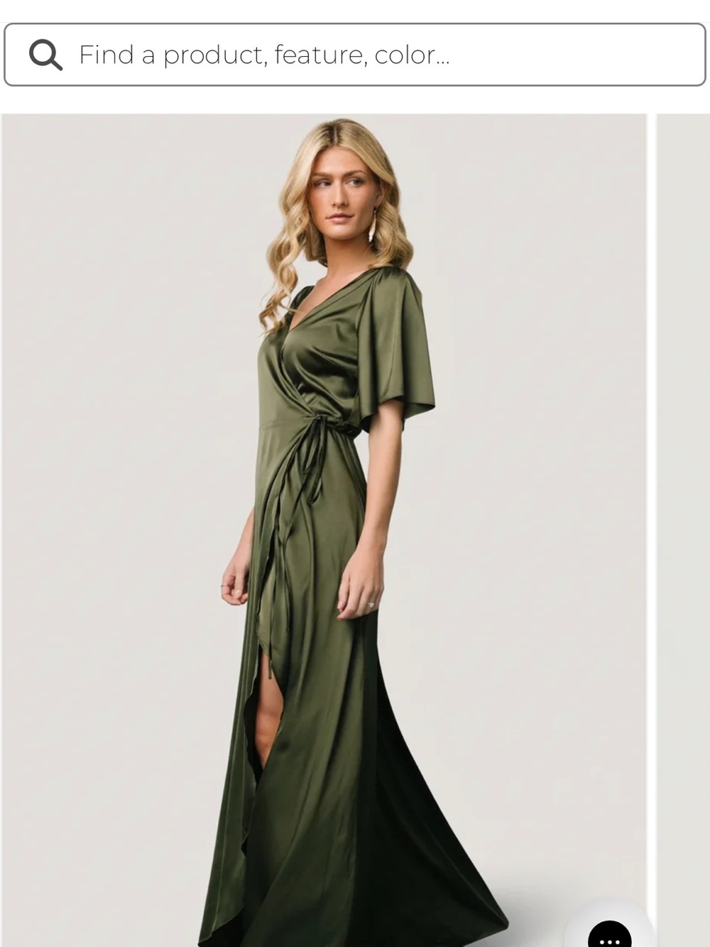 Baltic Born Olive Green Satin Wrap Maxi Dress